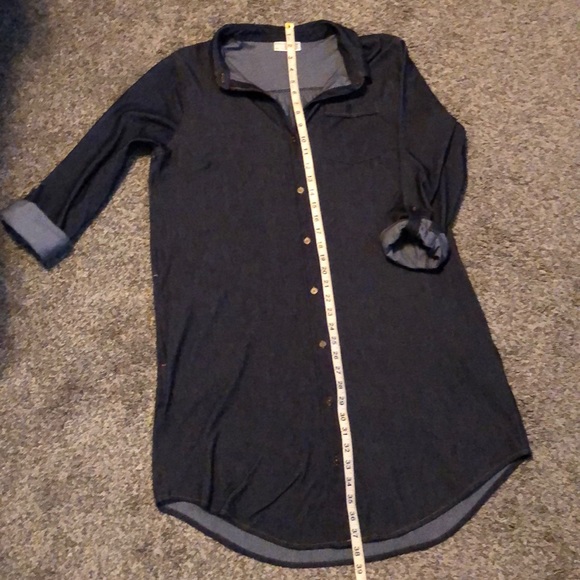 Faux Denim Shirt Dress - Picture 2 of 3